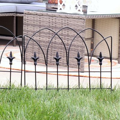 Bayonne 8' Set of 5 Steel Decorative Garden Fence Panels - 19" W x 19" H Per Panel - Black