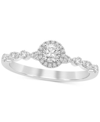 Macy's - Diamond Halo Scalloped Engagement Ring (3/8 ct. t.w.) in 14k Gold