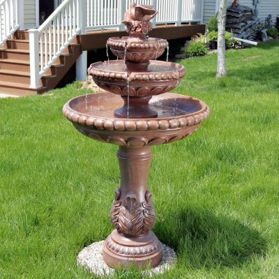43"H Electric Resin and Concrete 3-Tier Pair of Doves Outdoor Water Fountain