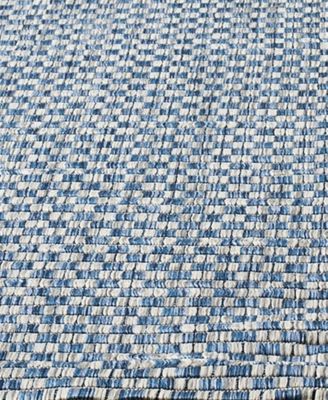 Courtyard CY8653 Blue and Light Gray 8' x 11' Sisal Weave Outdoor Area Rug