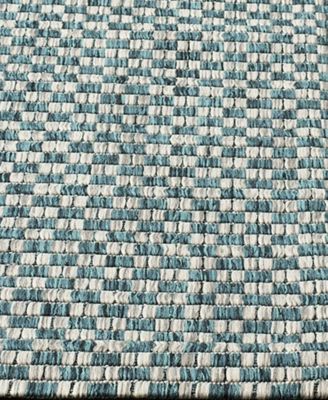 Courtyard CY8653 Turquoise and Light Gray 8' x 11' Sisal Weave Outdoor Area Rug