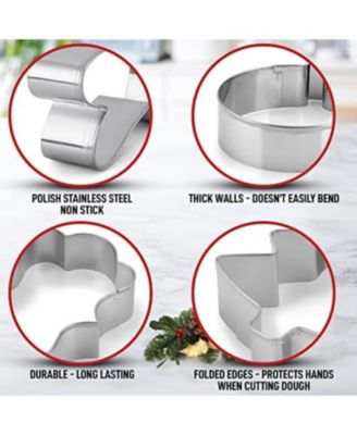(14-Pieces) Metal Christmas Cookie Cutters - Stainless Steel Christmas Cookie Cutters With Folded Edges