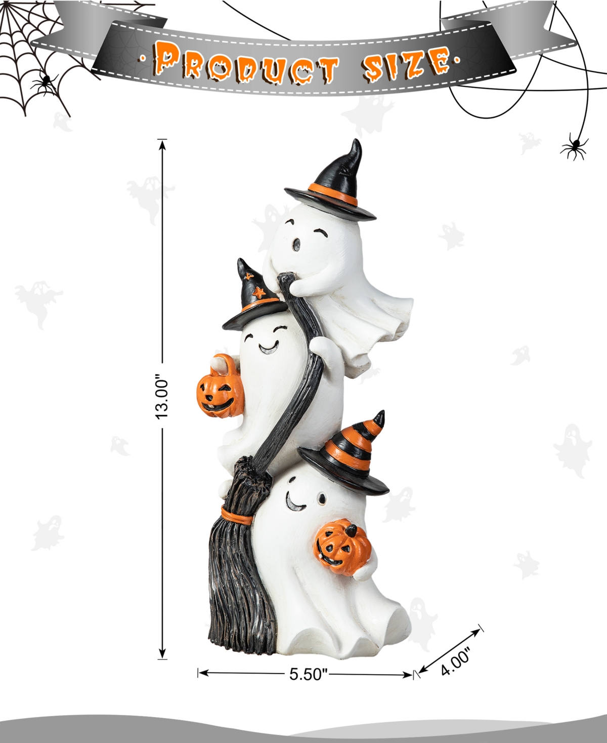 Glitzhome 13.00''h Halloween Polyresin Stacked Ghost Table Decor In Multi