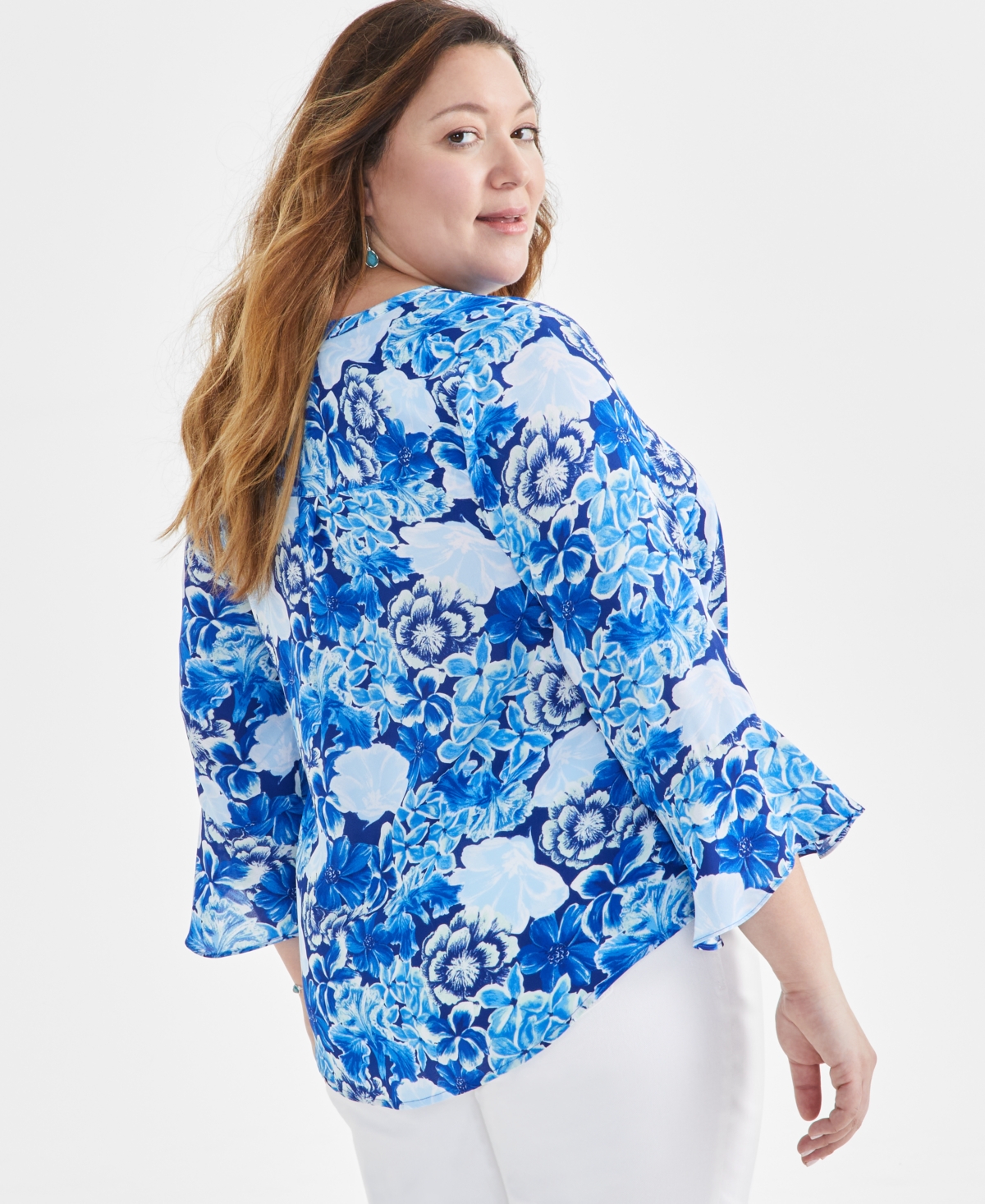 Style & Co Plus Size Printed Pintuck Blouse, Created for Macy's