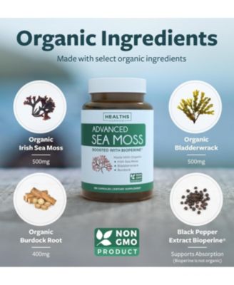 Advanced Irish Sea Moss Capsules, Digestive & Immune System Support, Health's Harmony, 180ct