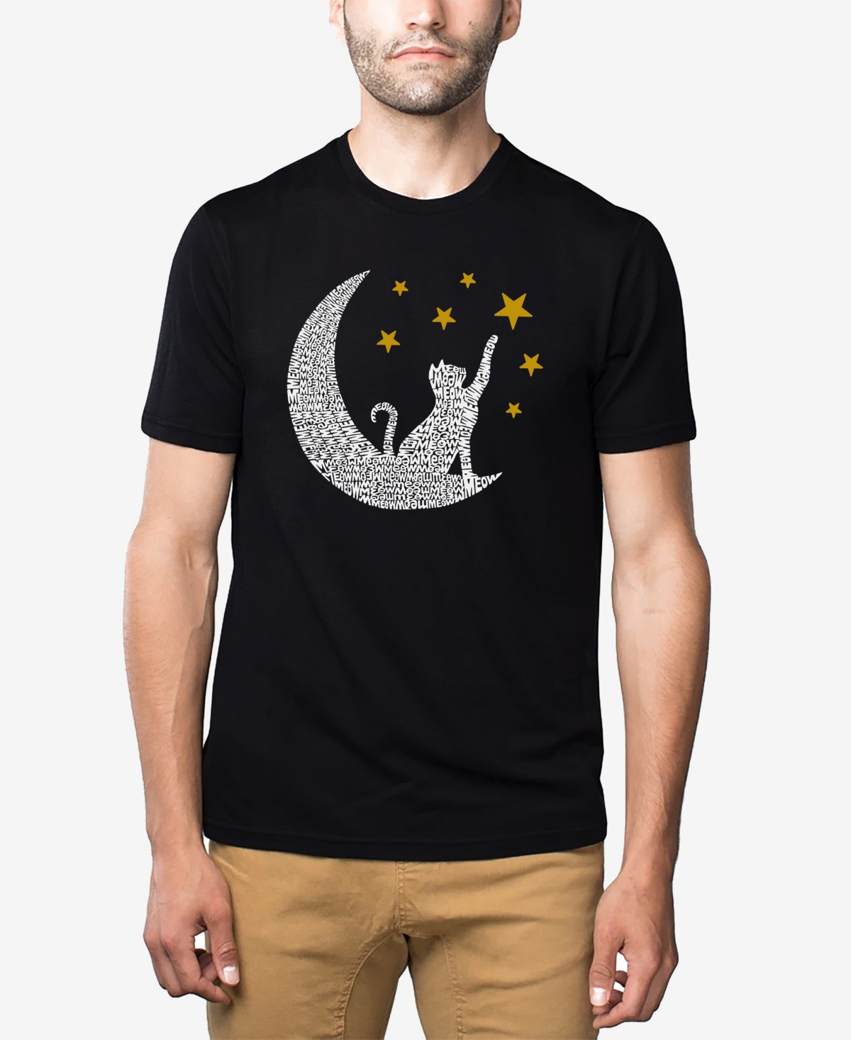 La Pop Art Cat Moon - Men's Premium Blend Word Art T-Shirt