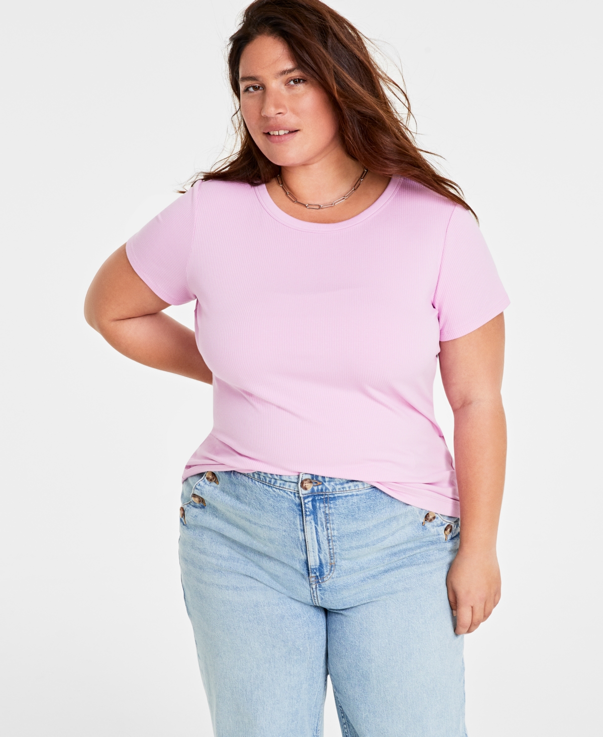 Women's Ribbed T-Shirt, Created for Macy's - Neptune Besos