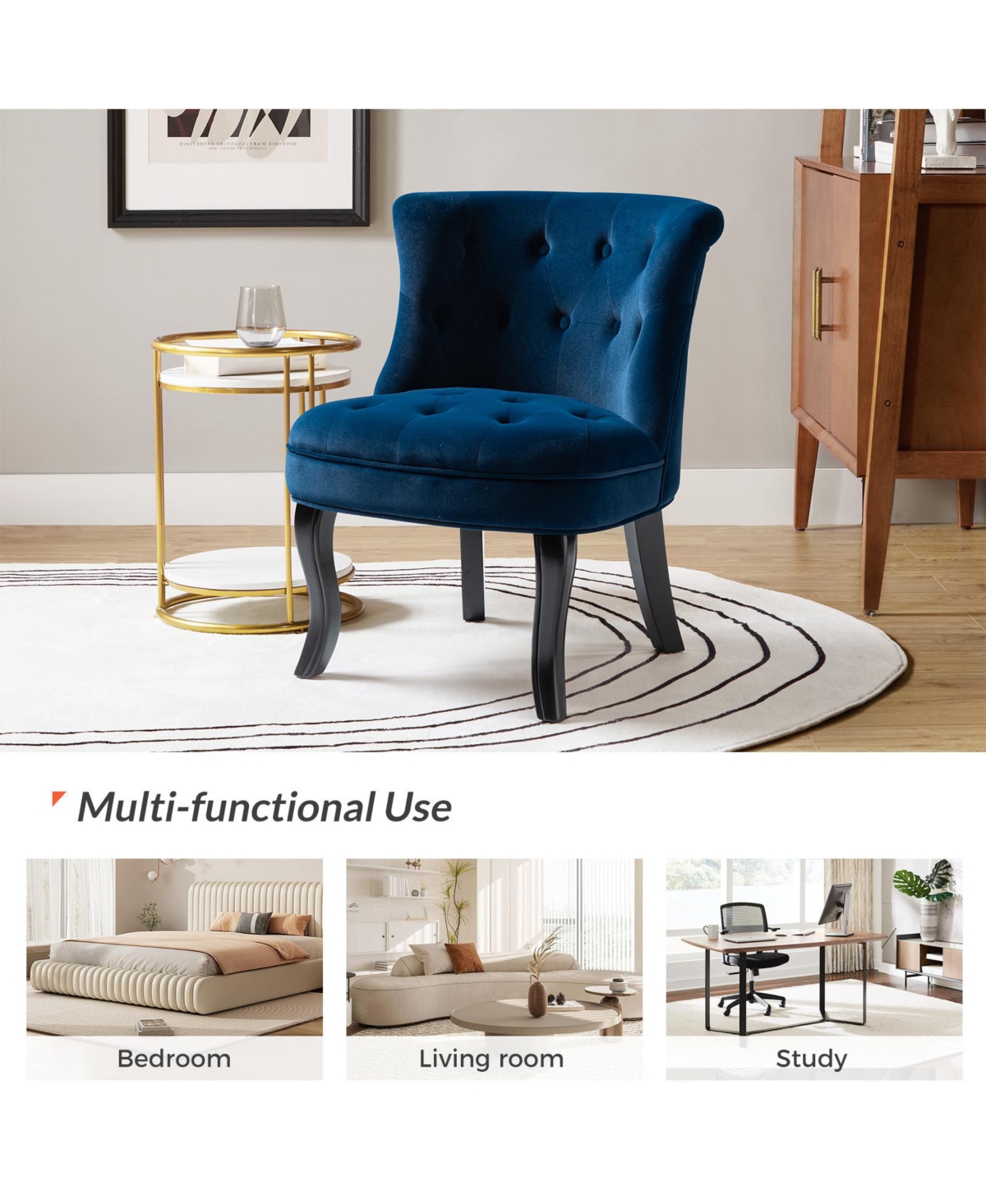 Modern Velvet Armless small Accent Chairs For Space Saving