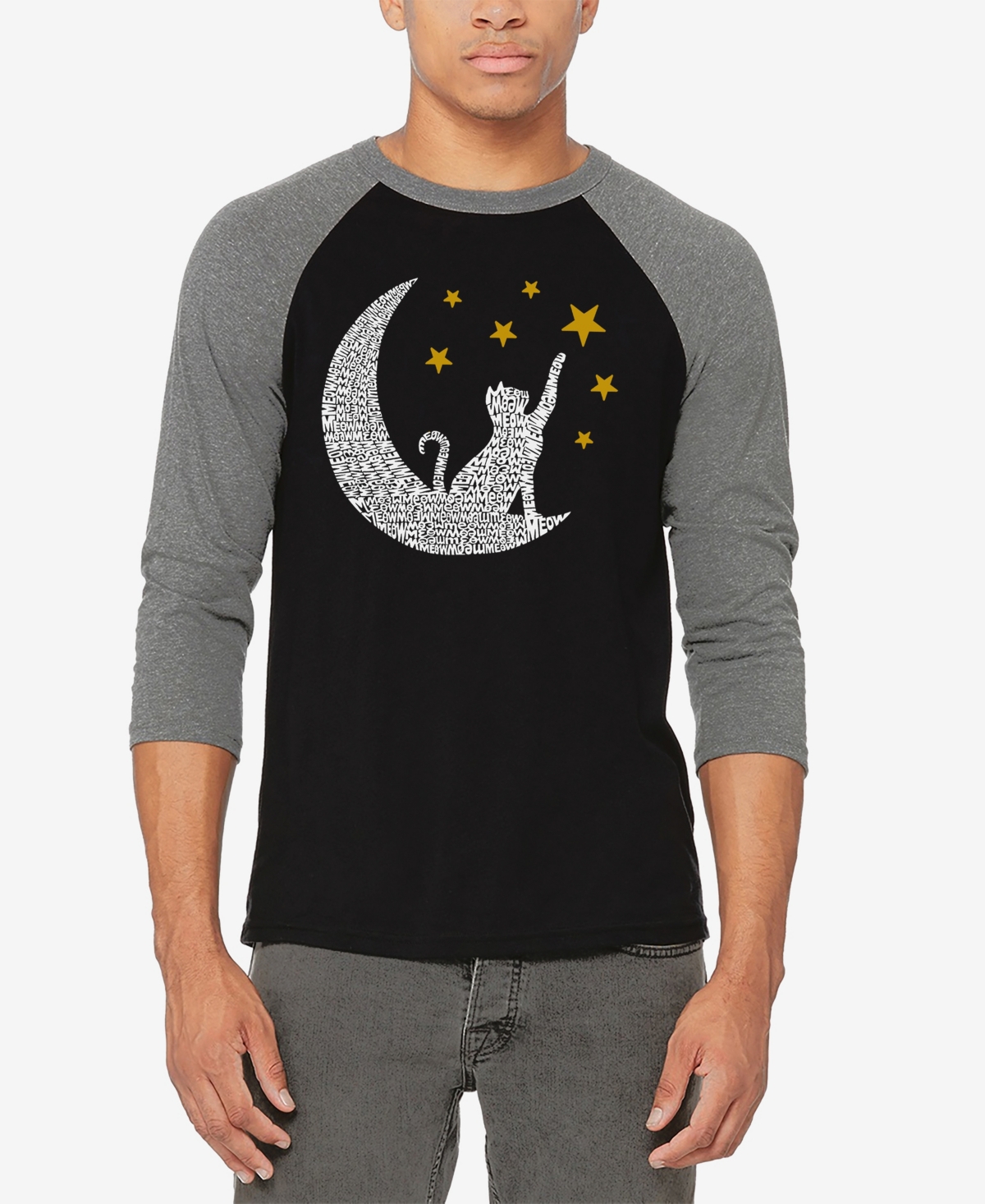 La Pop Art Cat Moon - Men's Raglan Baseball Word Art T-Shirt