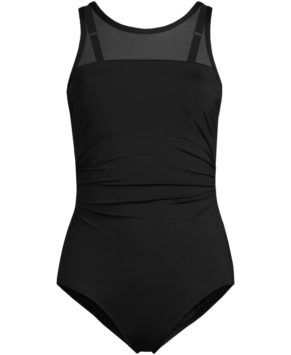 Lands' End Women's Chlorine Resistant Smoothing Control Mesh High Neck One Piece Swimsuit
