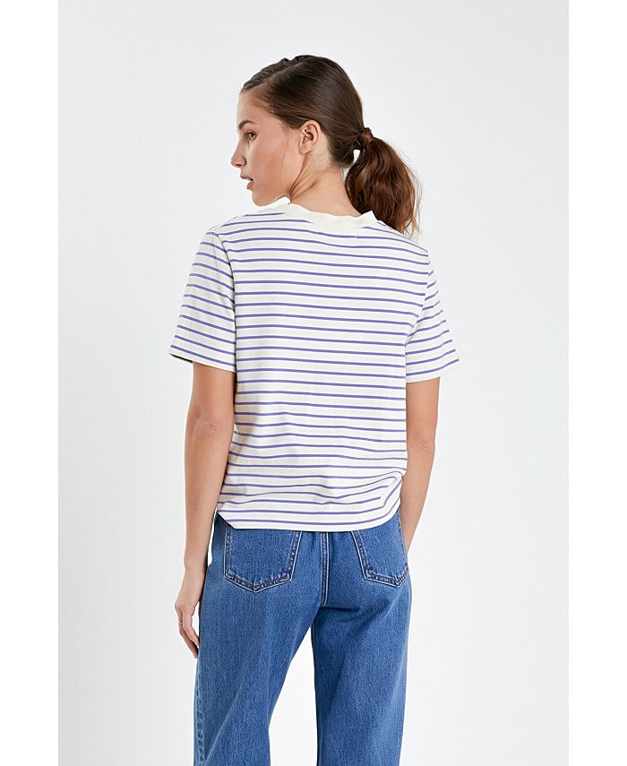 Women S Striped T Shirts Uk 2026.English Factory Women's Stripe T-shirt - Macy's