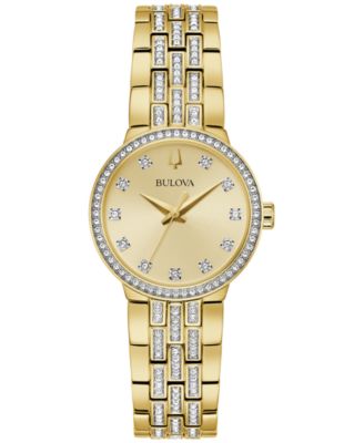 Women's Crystal Gold-Tone Stainless Steel Bracelet Watch 29mm Gift Set