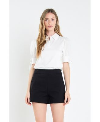 Women's Mix Media Collar Top