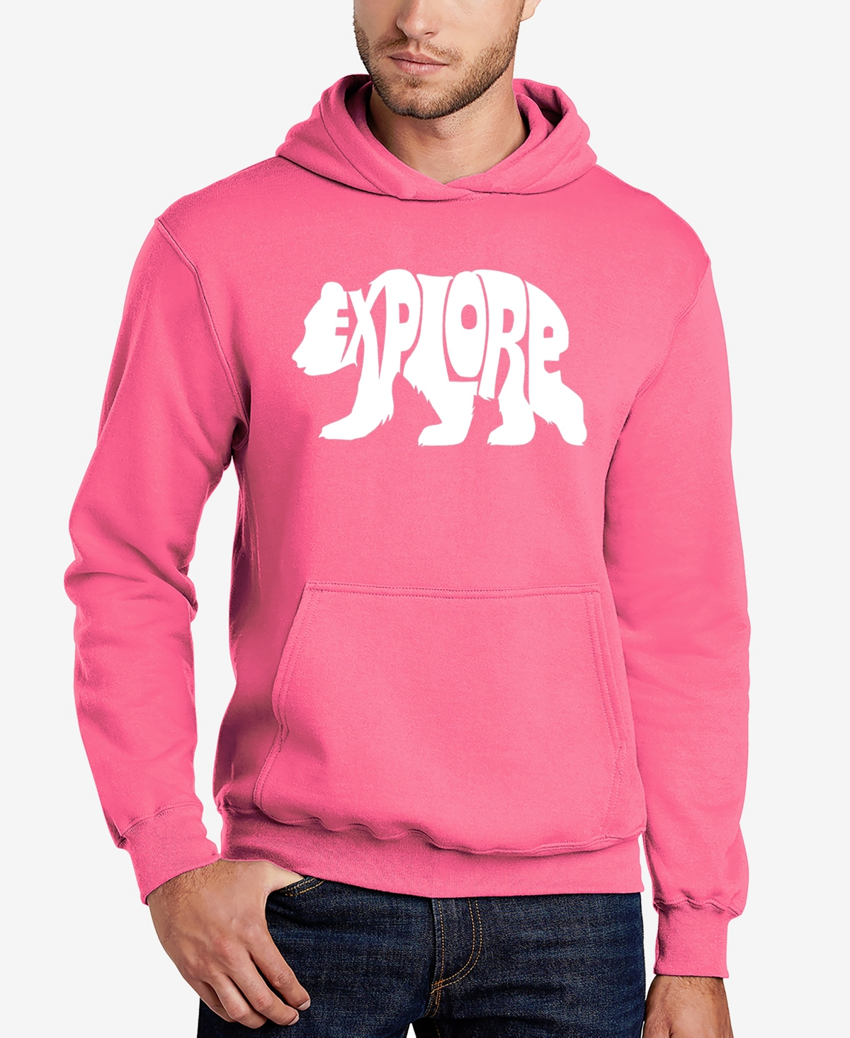 Explore - Men's Word Art Hooded Sweatshirt - Pink