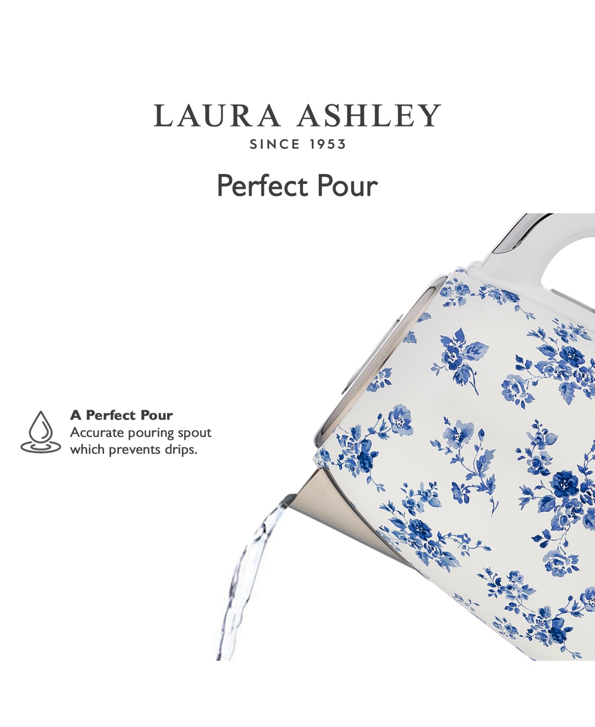 Laura Ashley 1.7 Liter China Rose Jug Kettle