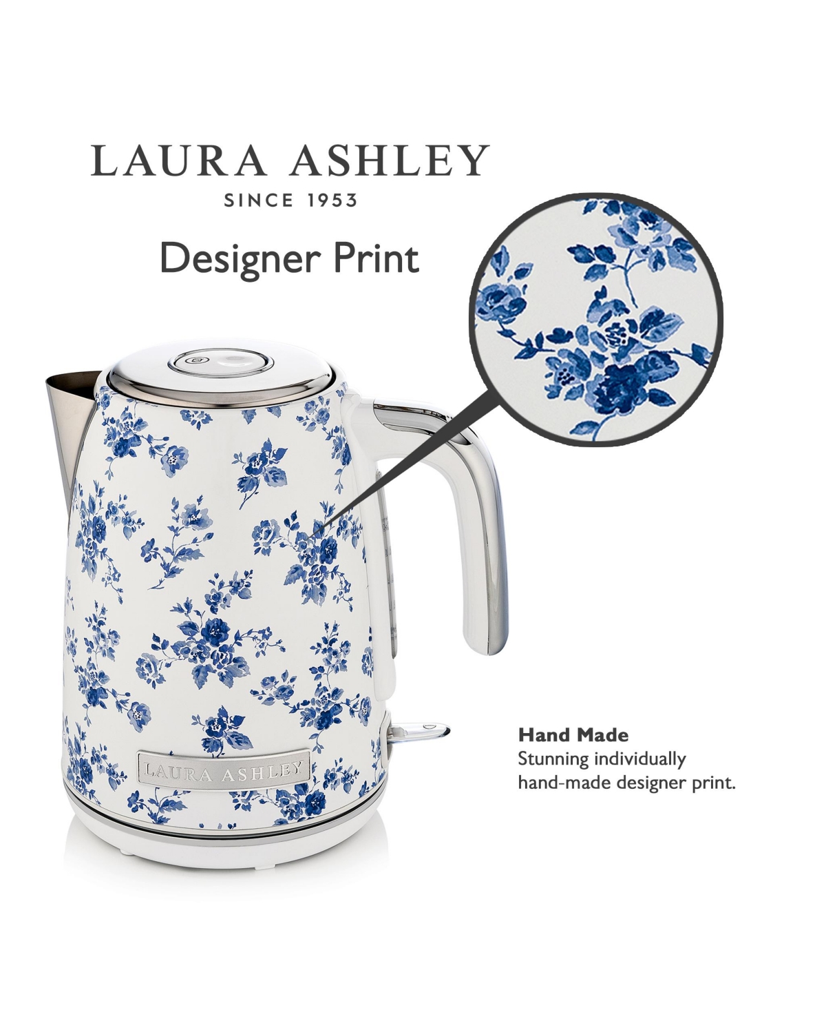 Shop Laura Ashley 1.7 Liter China Rose Jug Kettle In White