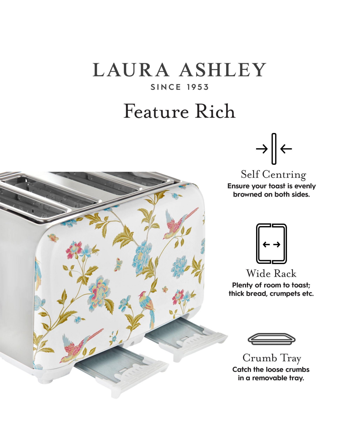 Laura Ashley Elveden White 4-slice Toaster In White