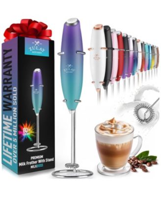 Handheld Milk Frother Stainless Steel Single Whisk with Stand