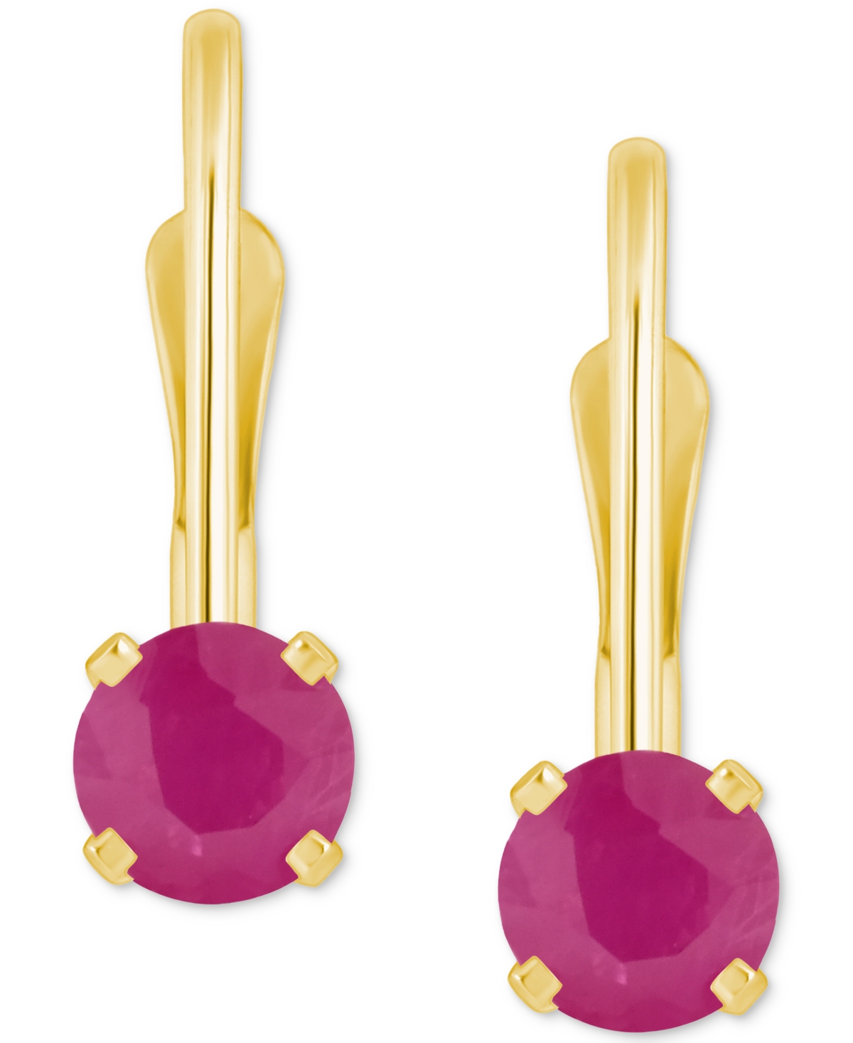 Emerald Solitaire Leverback Earrings (1/2 ct. t.w.) in 14k Gold (Also  Sapphire, & Tanzanite) - Ruby