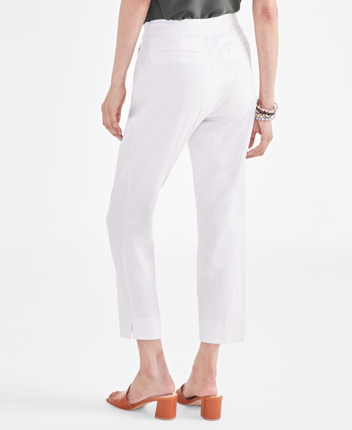 Style & Co Women's Mid-Rise Linen Blend Ankle-Length Pants, Created for Macy's