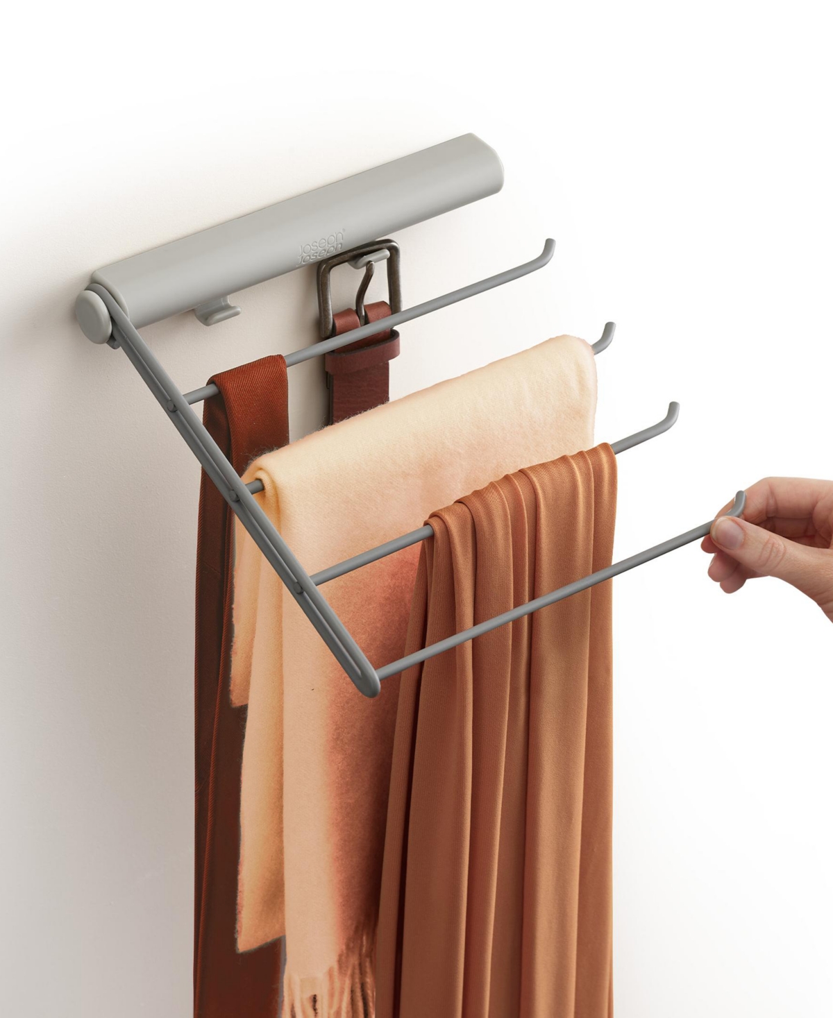 Joseph Joseph Orderly Four-rail Belt, Tie, Scarf Hanging Organizer In White
