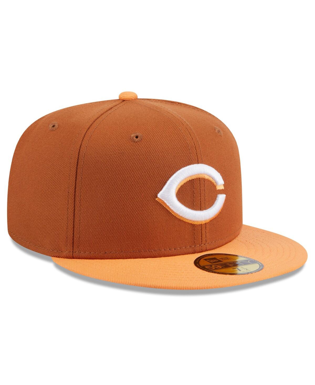 New Era Men's Brown/orange Cincinnati Reds Spring Color Basic Two-tone 59fifty Fitted Hat In Brown Oran