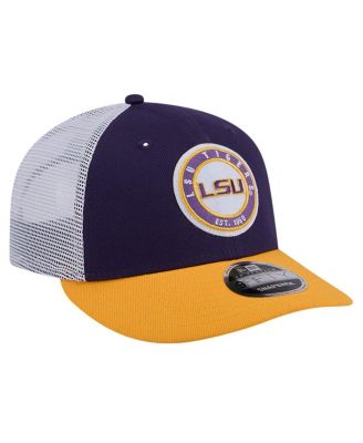 Men's Purple LSU Tigers Throwback Circle Patch 9fifty Trucker Snapback Hat