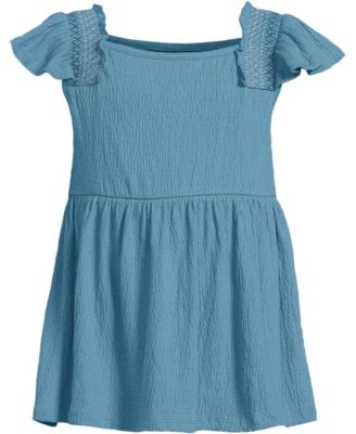Girls Smocked Flutter Sleeve Gauze Tank Top