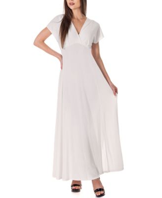 Flutter Sleeve Metallic Knit Maxi Dress
