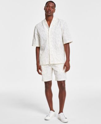 Mens Grand Regular Fit Geo Print Button Down Seersucker Camp Shirt 8 Shorts Created For Macys