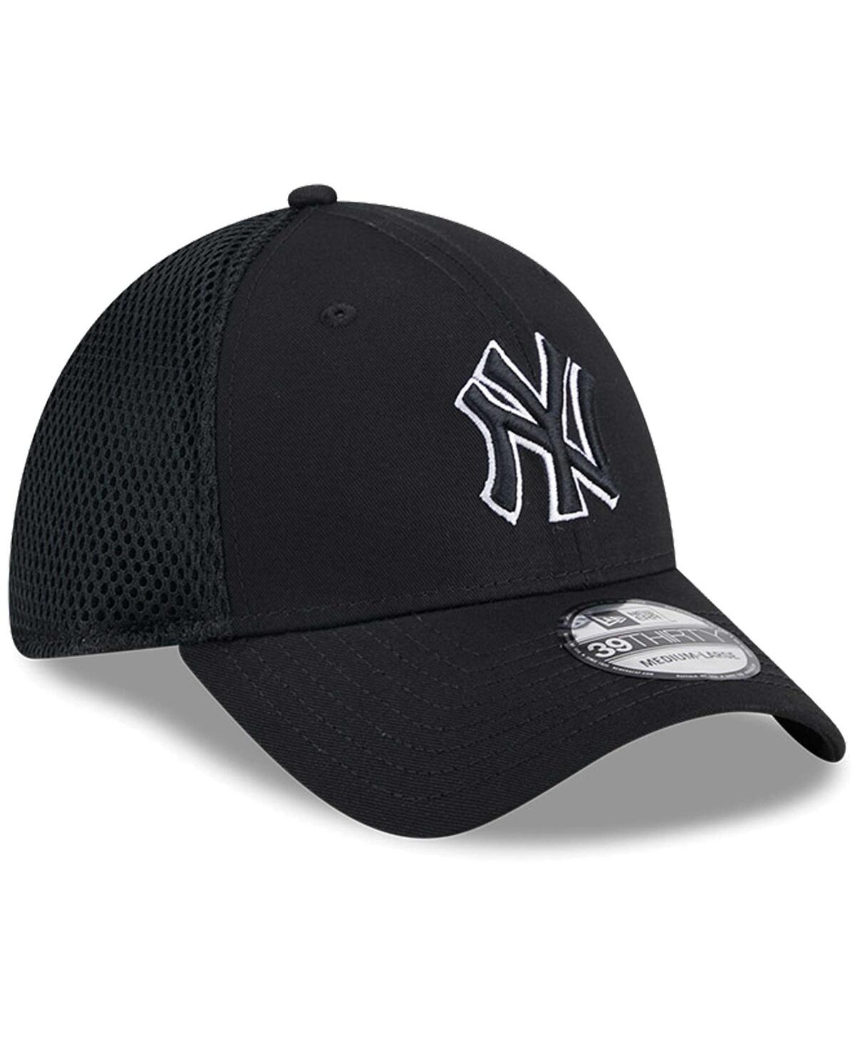 New Era Men's New York Yankees Evergreen Black White Neo 39thirty Flex Hat In Black