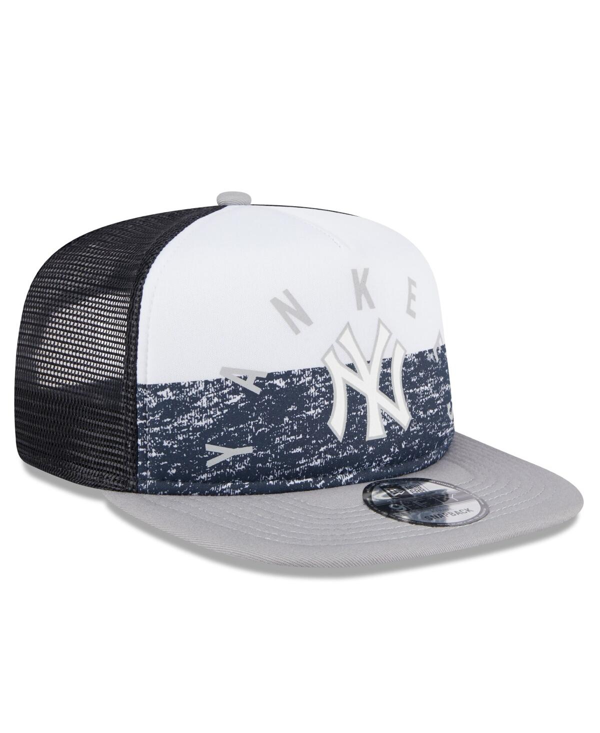 New Era Men's White/gray New York Yankees Team Foam Front A-frame Trucker 9fifty Snapback Hat In White Gray