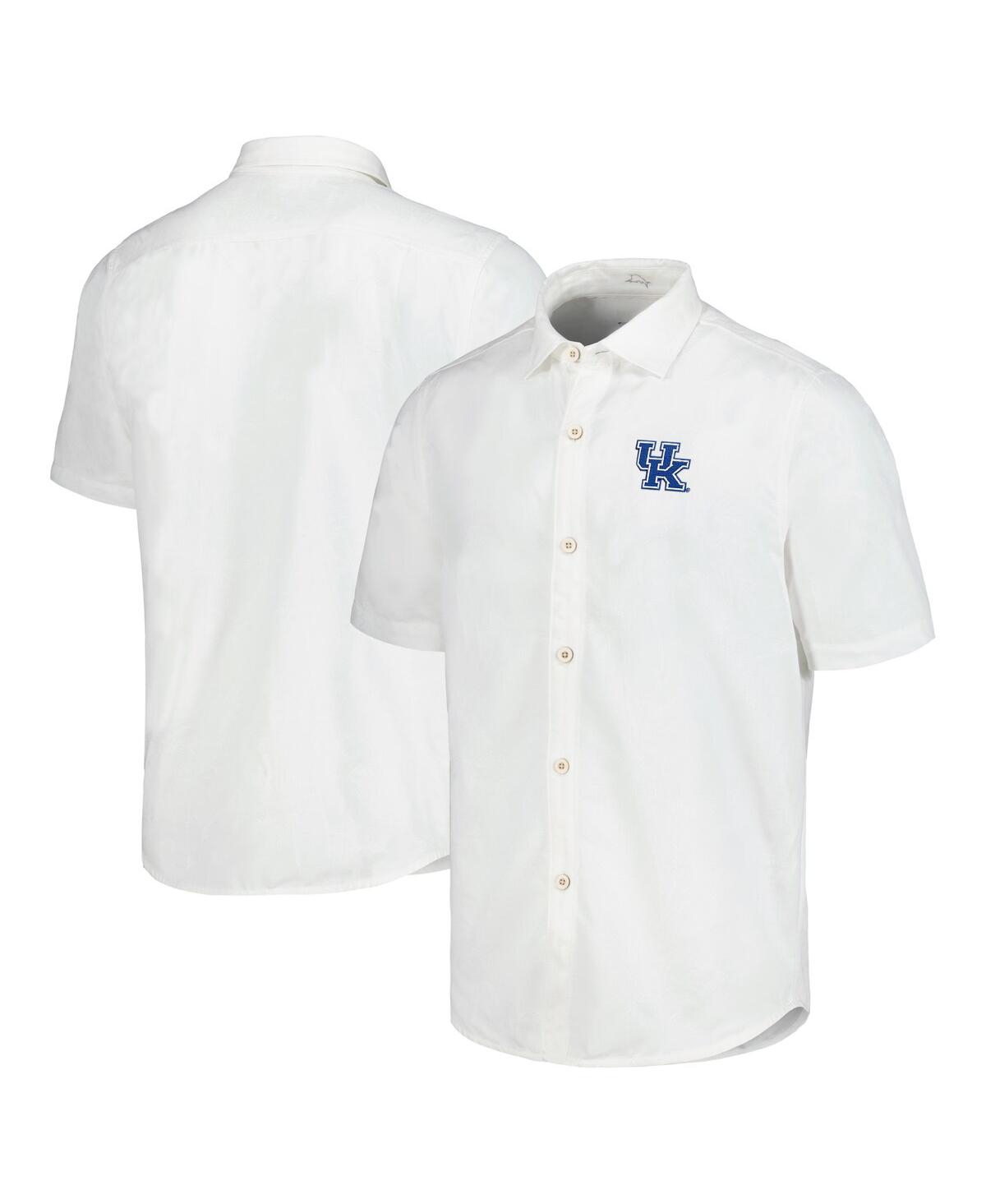 Men's White Kentucky Wildcats Coconut Point Palm Vista IslandZone Camp Button-Up Shirt - White