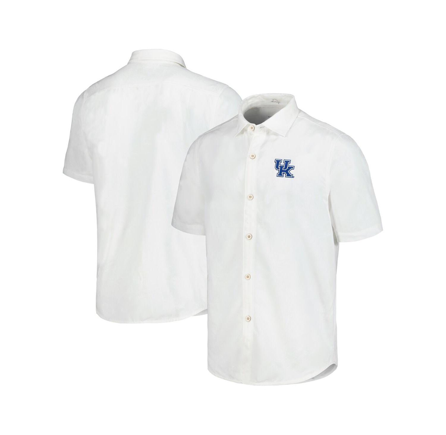 Men's White Kentucky Wildcats Coconut Point Palm Vista IslandZone Camp Button-Up Shirt
