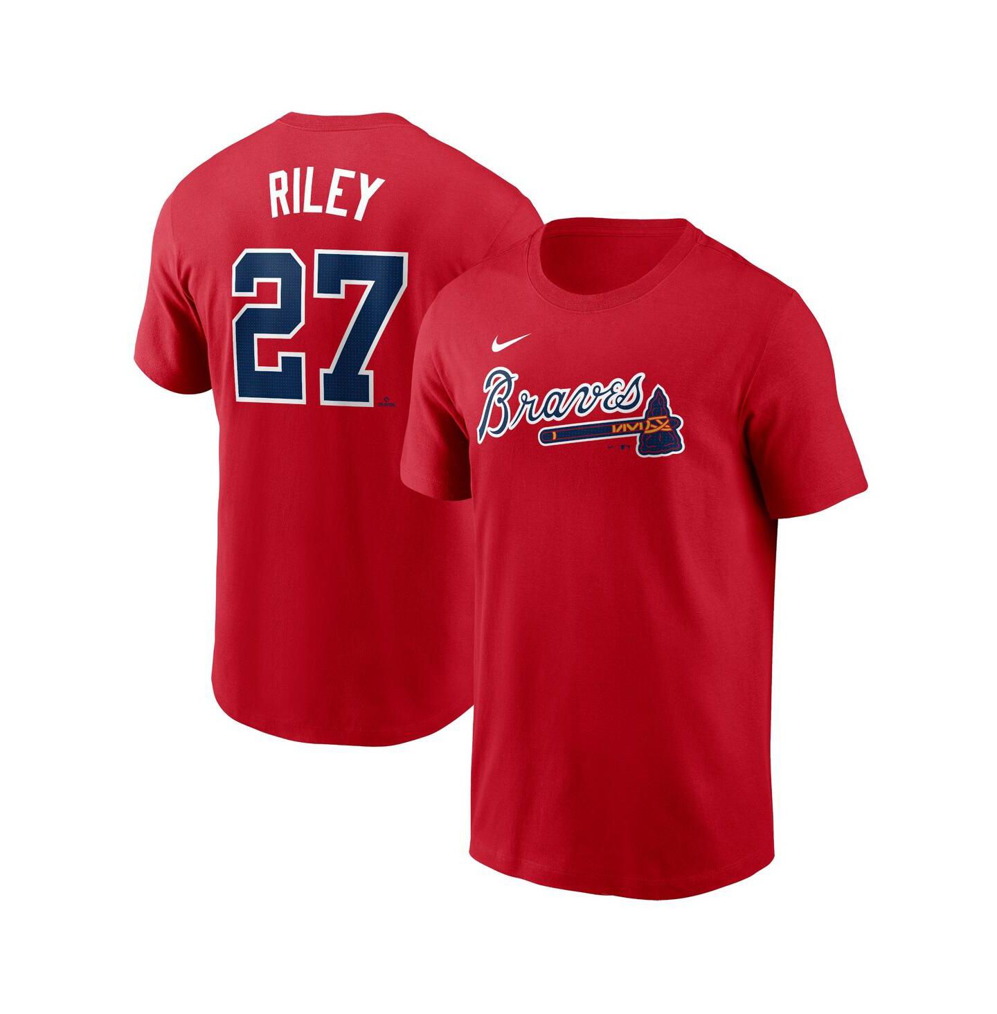 Мужская футболка Nike Austin Riley Red Atlanta Braves Fuse Name & Number — фото 1
