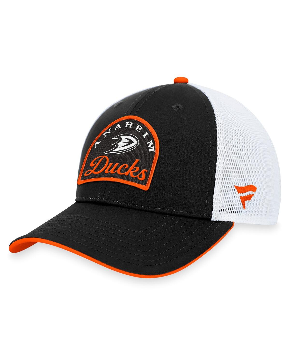 Fanatics Branded Men's Black/white Anaheim Ducks Fundamental Adjustable Hat In Black,whit