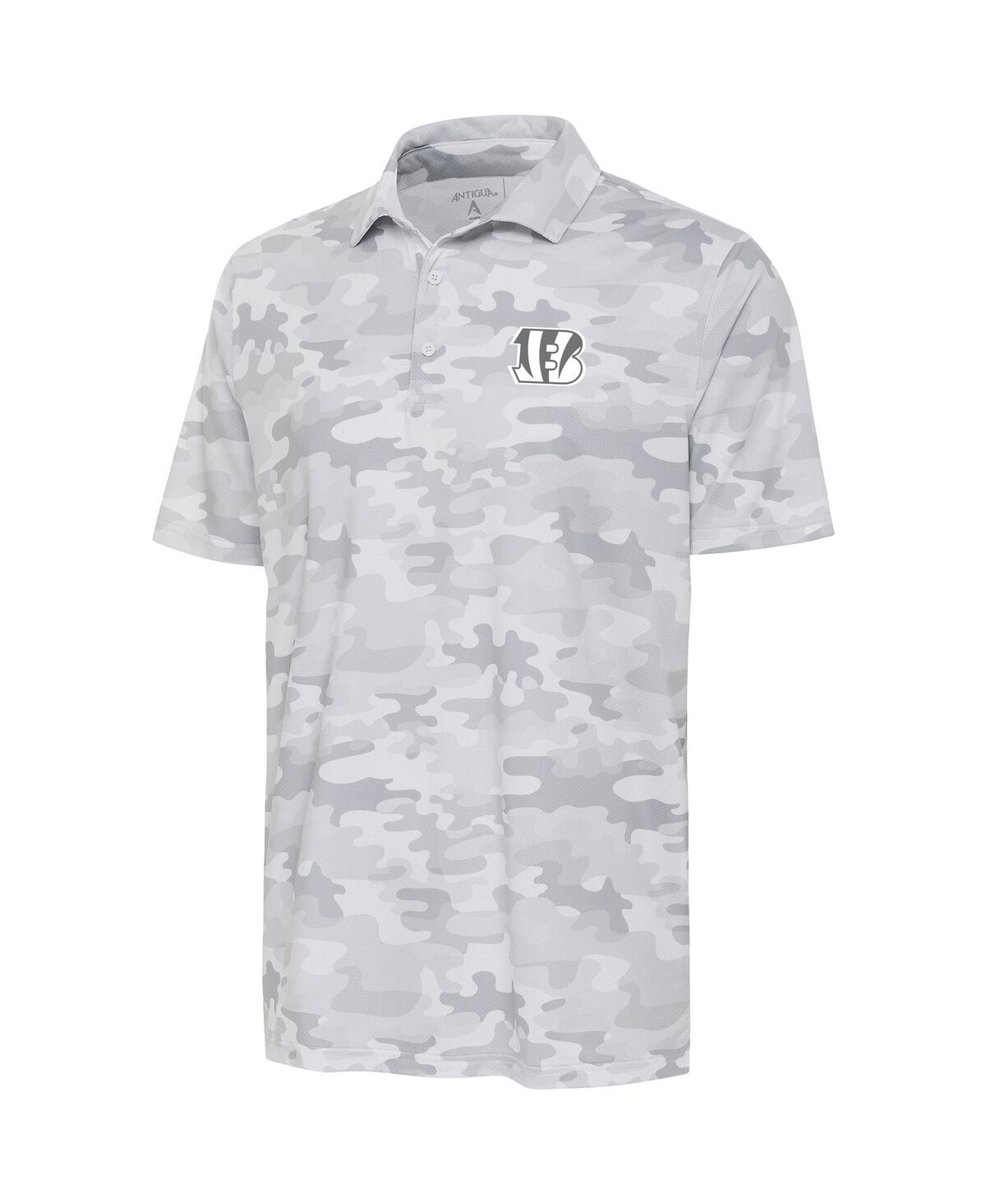 Antigua Men'sCincinnati Bengals Anthracite Logo Collide Polo - White