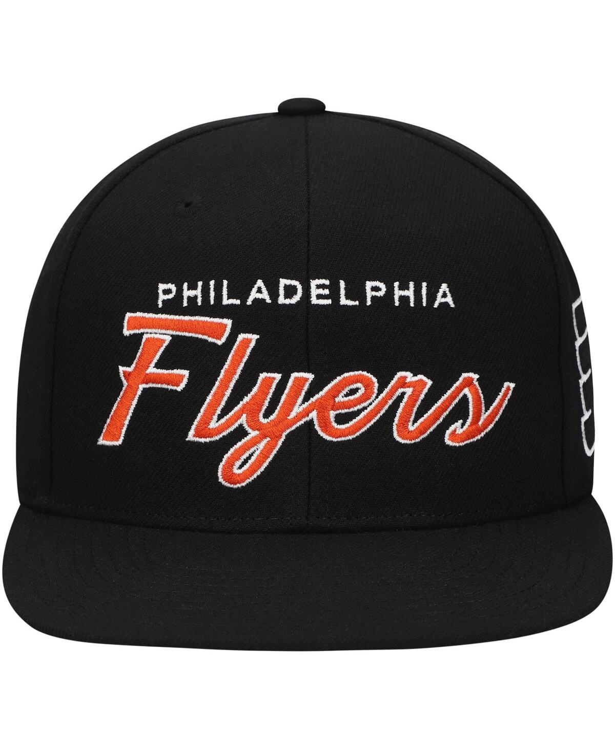 Mitchell Ness Men'sPhiladelphia Flyers Core Team Script 2.0 Snapback Hat - Black