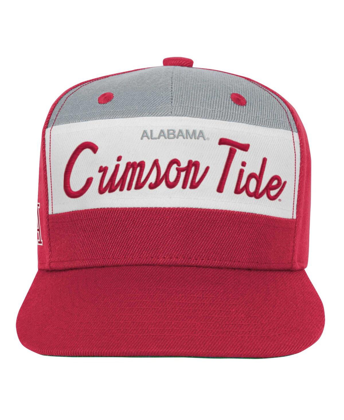 Mitchell & Ness Mitchell Ness Youth White/crimson Alabama Crimson Tide Retro Sport Color Block Script Snapback Hat In White Crim