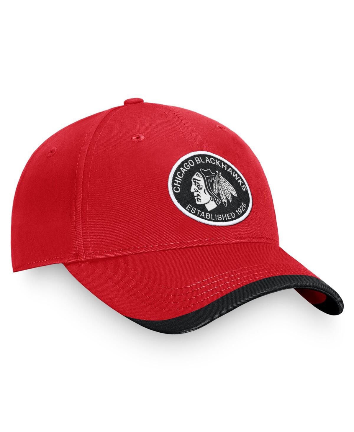 Shop Fanatics Branded Men's Red Chicago Blackhawks Fundamental Adjustable Hat In Red,black