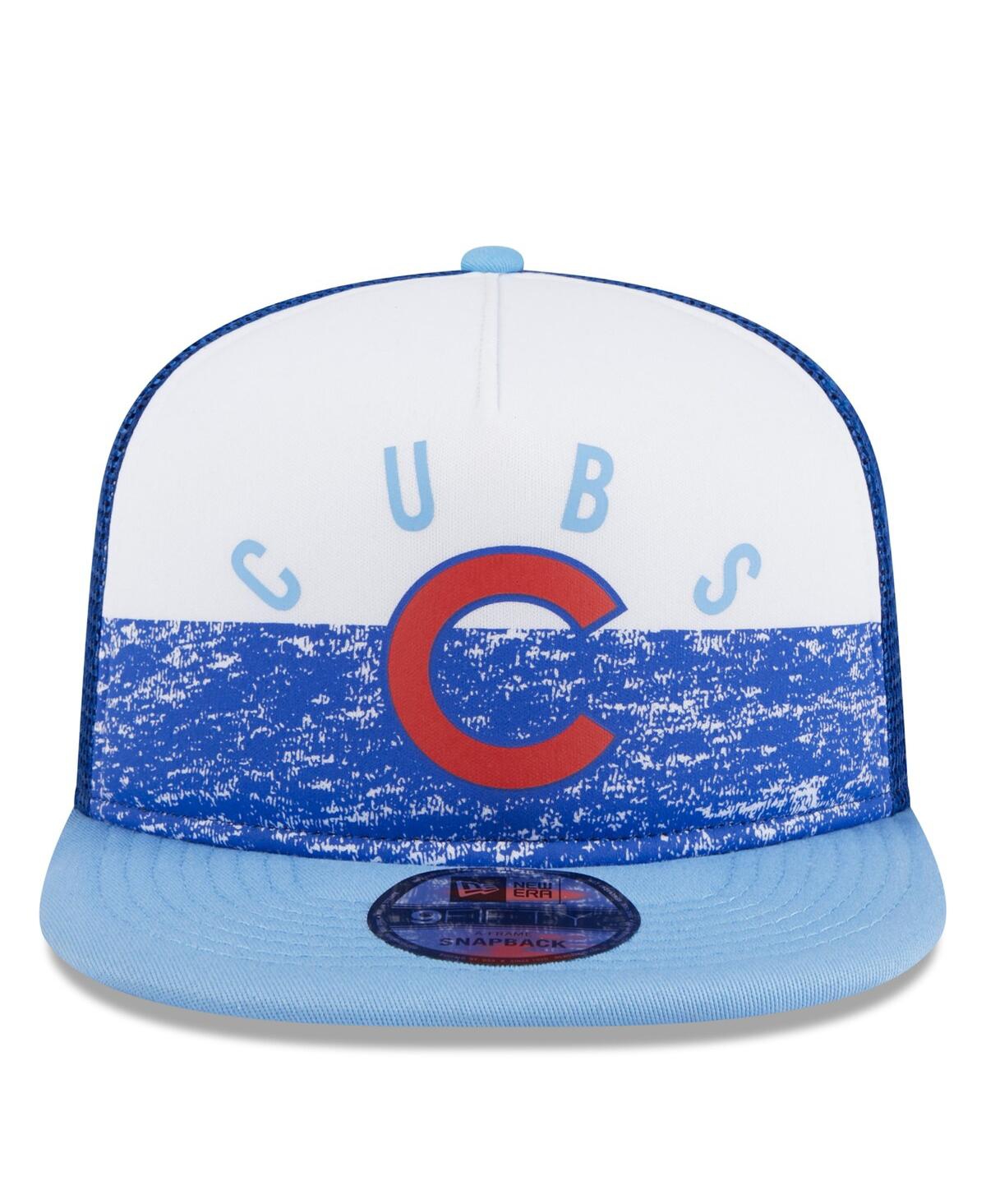 Shop New Era Men's White/light Blue Chicago Cubs Team Foam Front A-frame Trucker 9fifty Snapback Hat In White Ligh