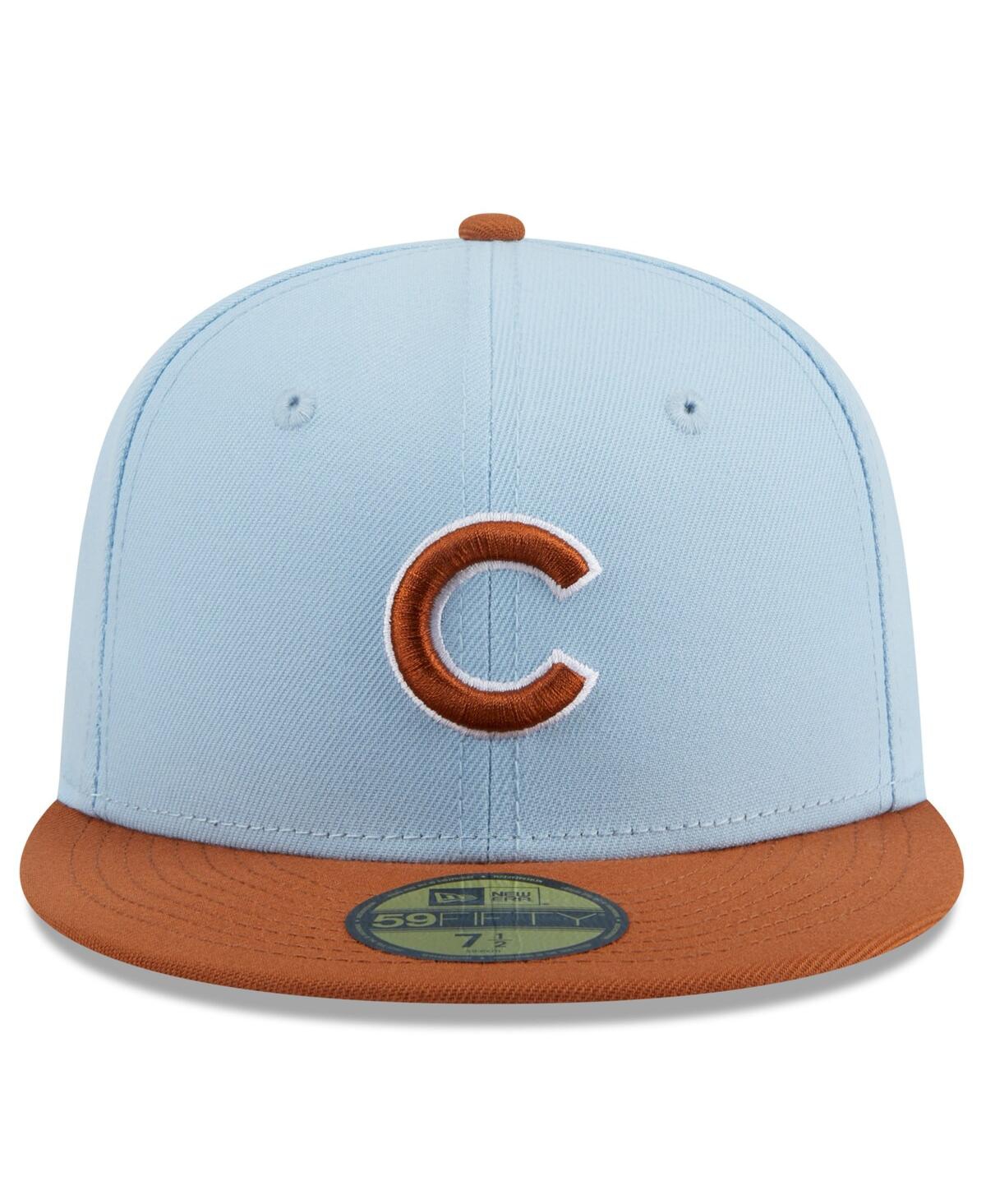 New Era Men'sBrown Chicago Cubs Spring Color Basic Two-Tone 59Fifty Fitted Hat - Light Blue