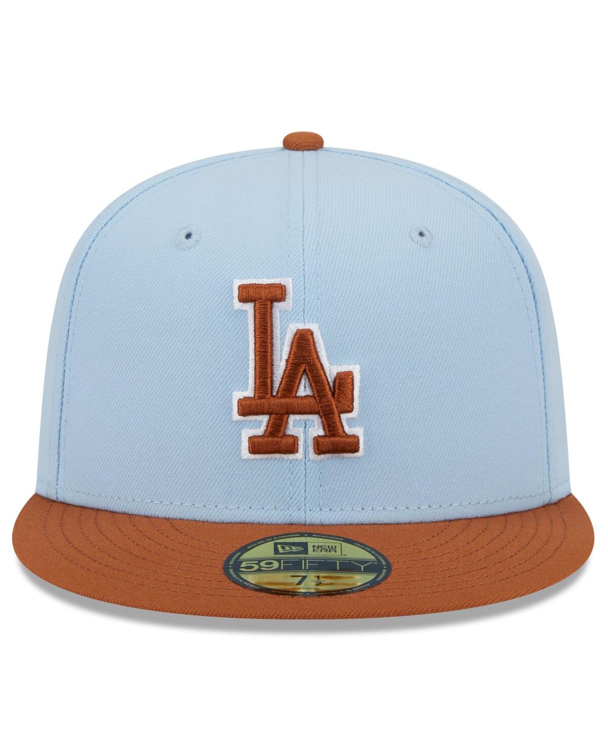 NEW ERA MEN'S LIGHT BLUE/BROWN LOS ANGELES DODGERS SPRING COLOR BASIC TWO-TONE 59FIFTY FITTED HAT 