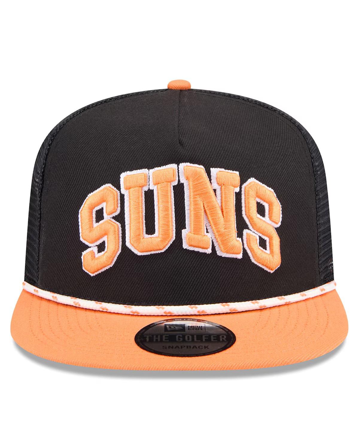 New Era Men's Black/orange Phoenix Suns Throwback Team Arch Golfer Snapback Hat In Black Oran
