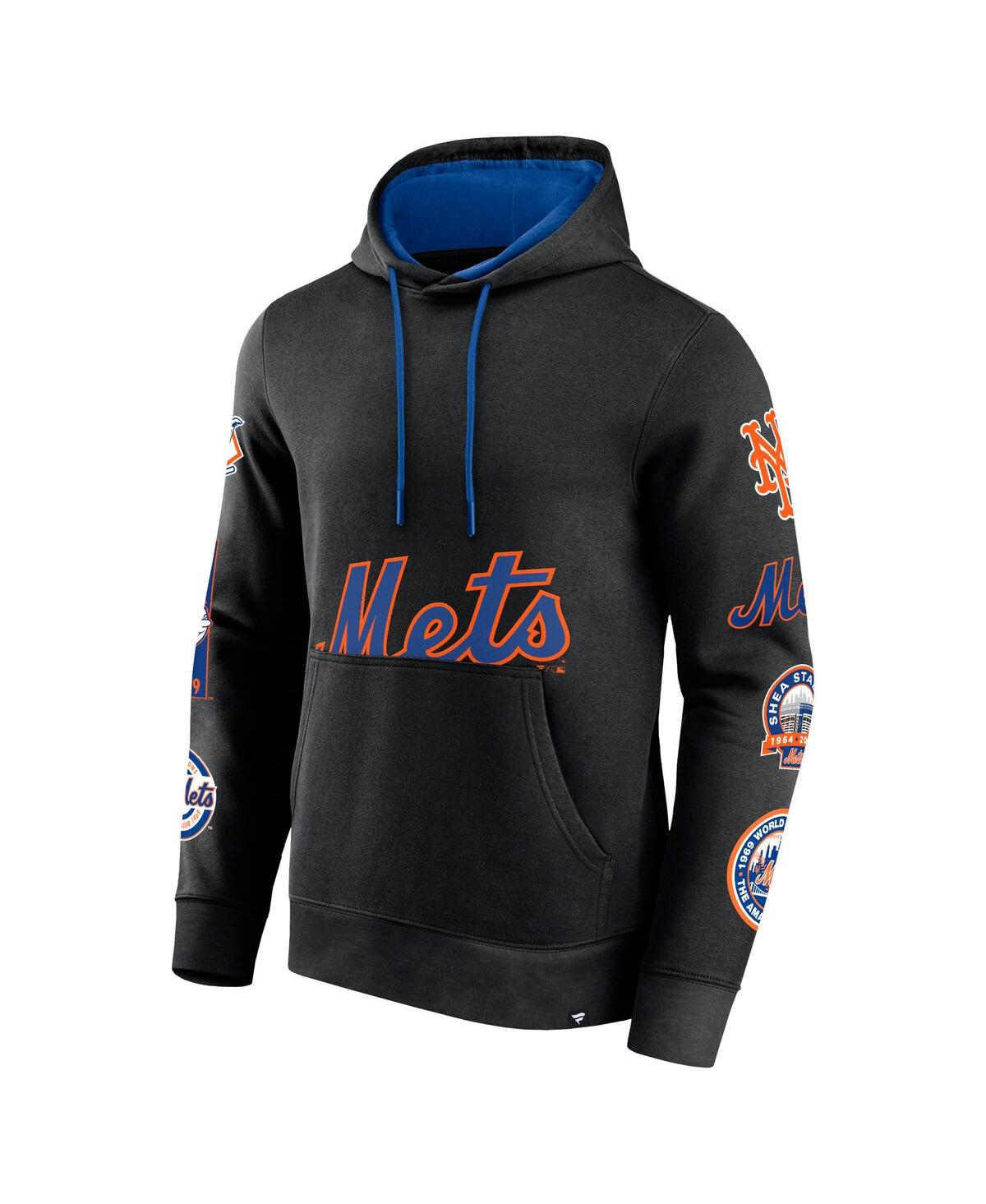 Shop Fanatics Branded Men's Black New York Mets Wild Winner Pullover Hoodie In Blk,d.royl