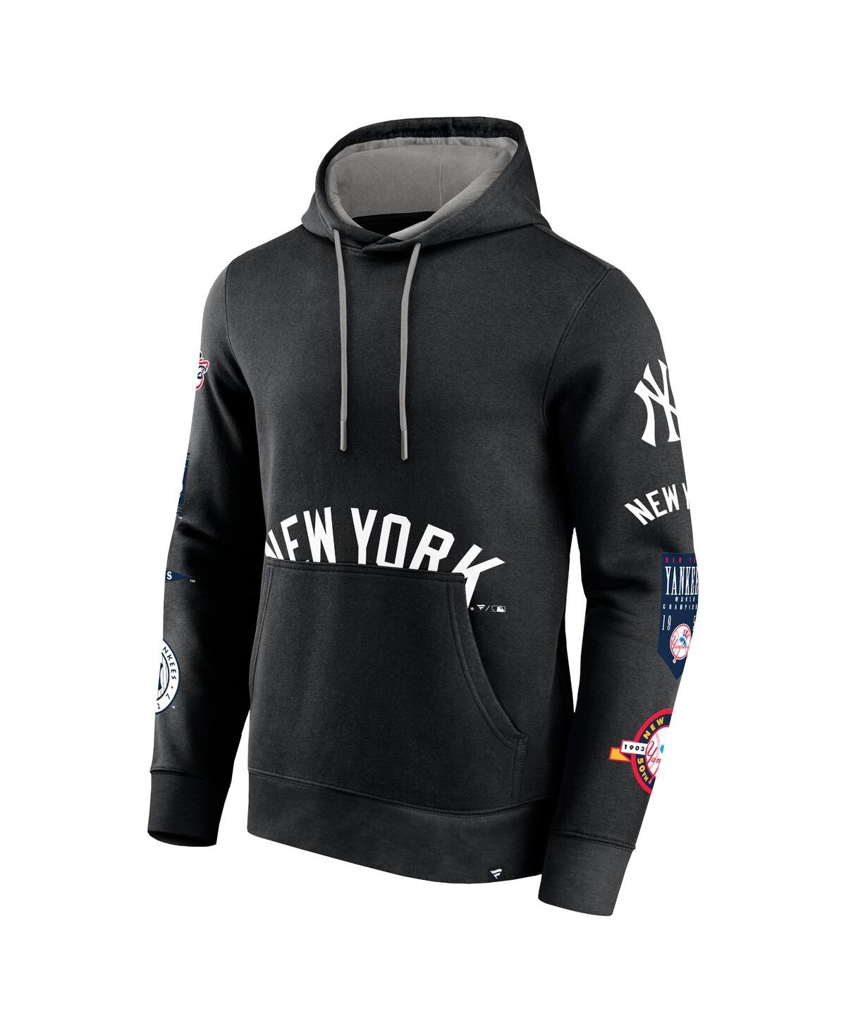 Shop Fanatics Branded Men's Black New York Yankees Wild Winner Pullover Hoodie In Blk,st Gry