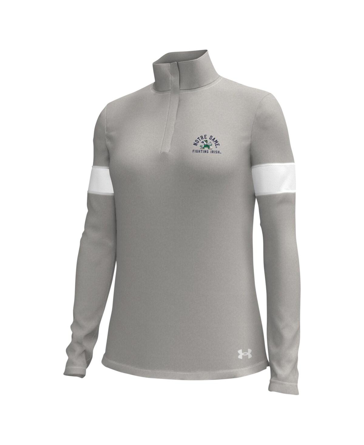 Under Armour Women's  Gray Notre Dame Fighting Irish Gameday Challenger Quarter-zip Top In Gray