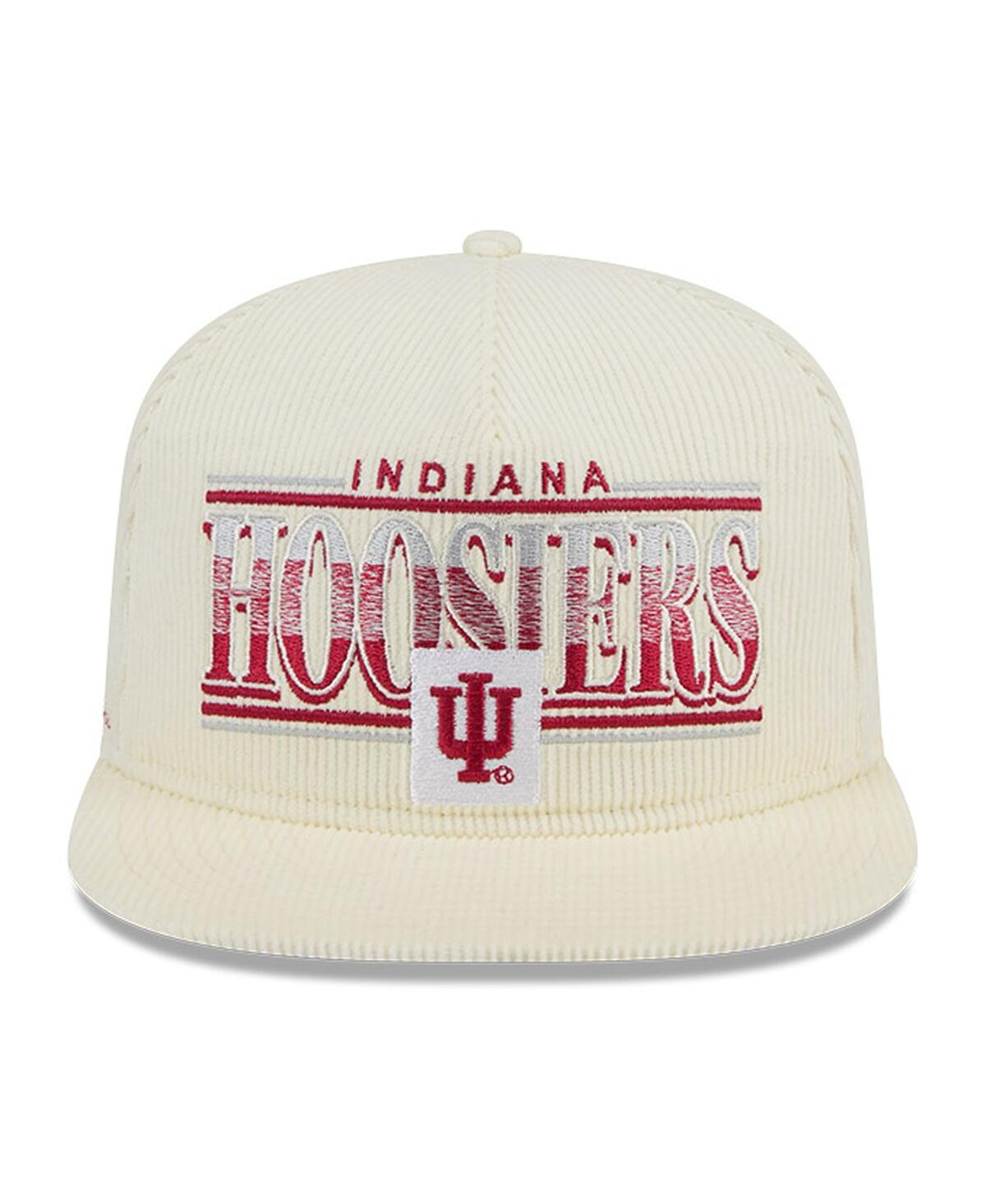 Shop New Era Men's White Indiana Hoosiers Throwback Golfer Corduroy Snapback Hat In Cream