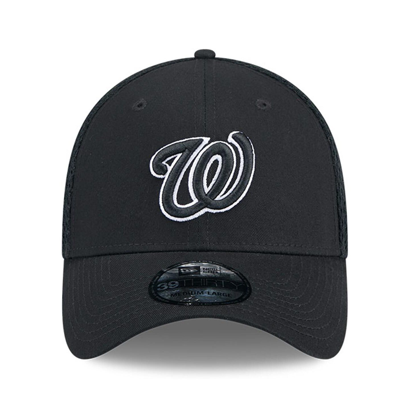 Мужская кепка New Era Washington Nationals Evergreen Black White Neo 39Thirty Flex Hat — фото 4