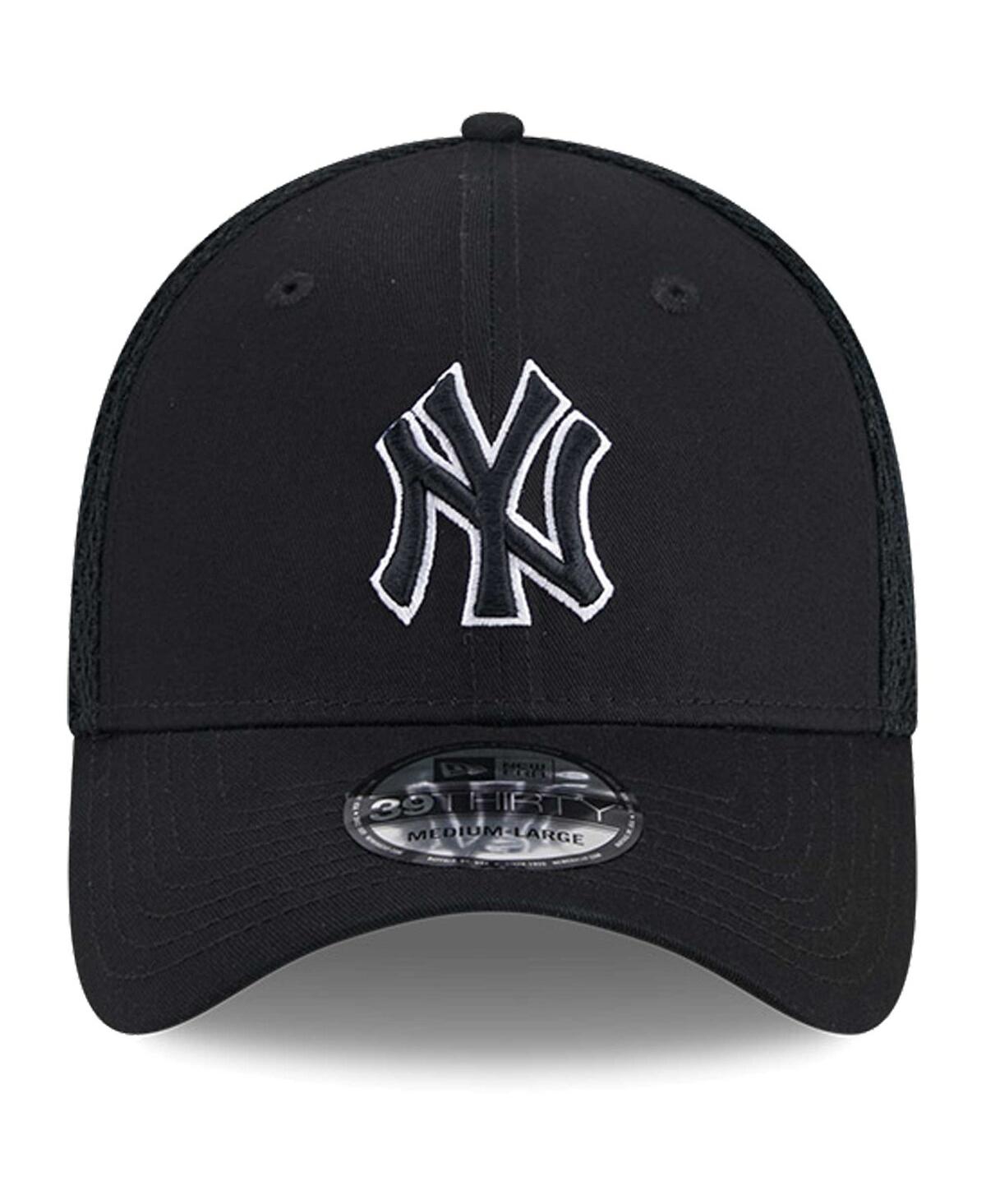 New Era Men's New York Yankees Evergreen Black White Neo 39thirty Flex Hat In Black